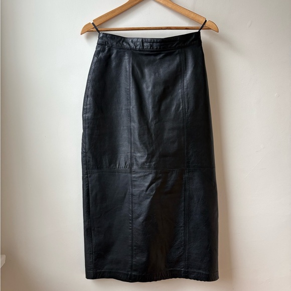 Vintage Leather Midi Skirt - Picture 2 of 12